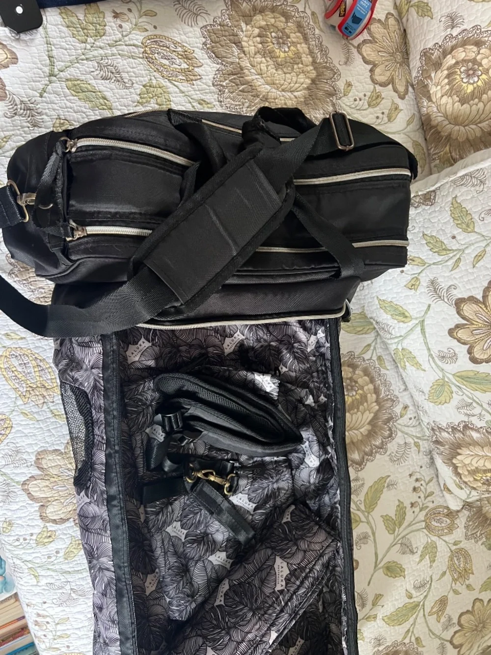 LALUKA Black Diaper Bag With Travel Bassinet Portable Baby Bed